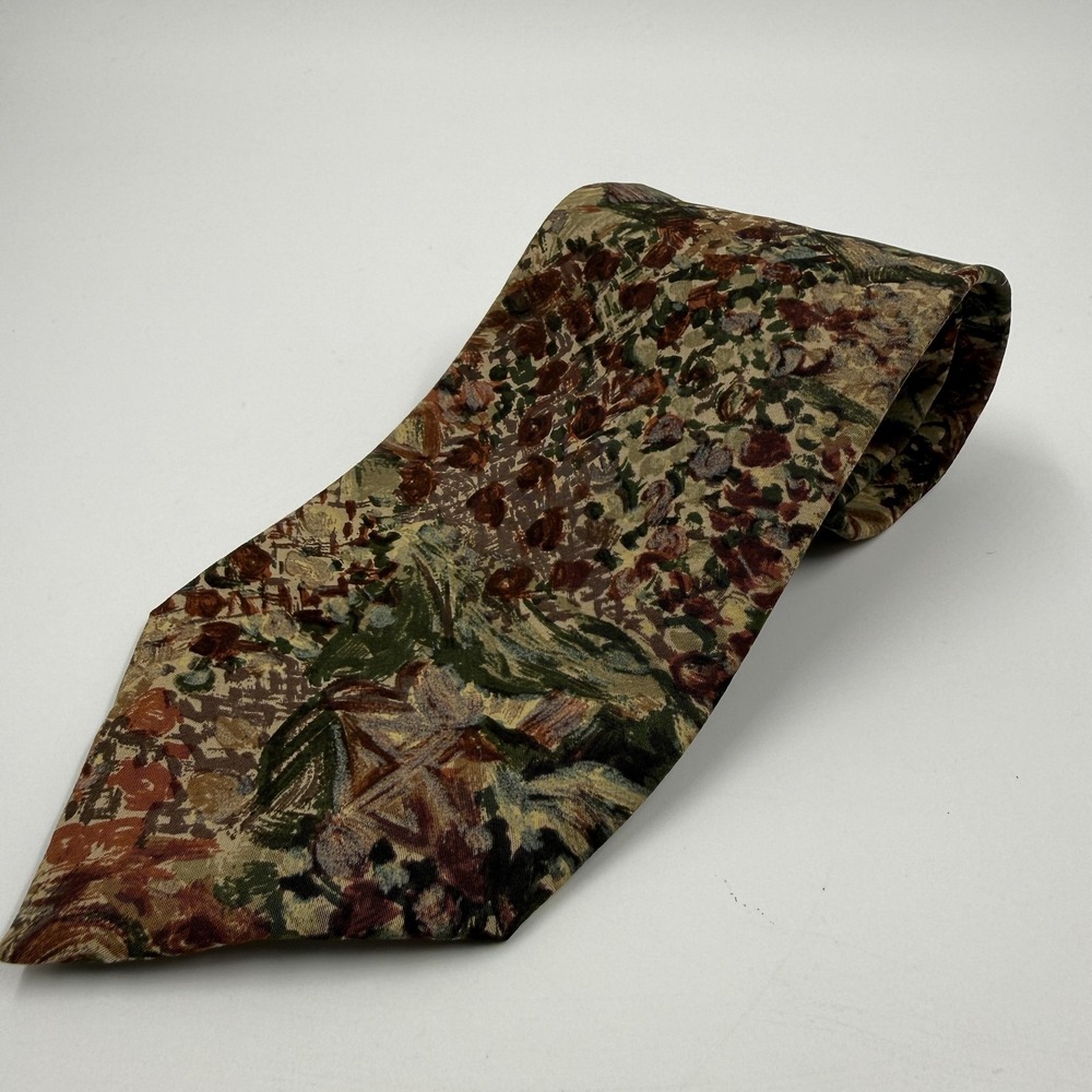 Vintage Valentino Tie Mens One Size Multicolor Floral Silk Made In Italy